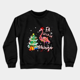 Cute Pink Flamingo Santa Hat Merry Christmas Crewneck Sweatshirt